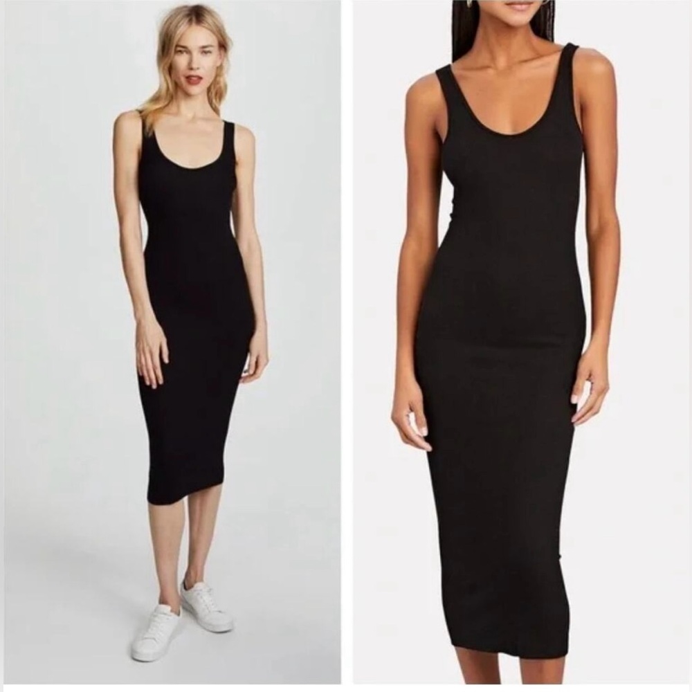 Enza Costa Silk Knit Rib Tank Midi Dress